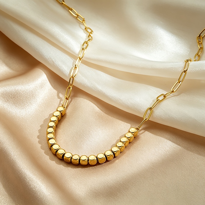 Elegant Chunky Golden Block Necklace for Women